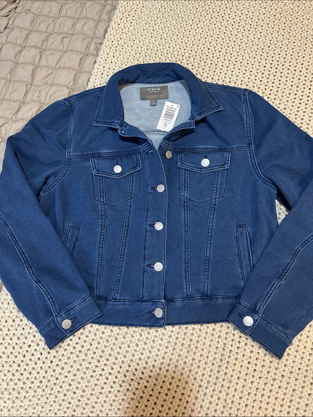 NWT Torrid Blue Cotton Trucker Jacket, Size 00 (Plus)